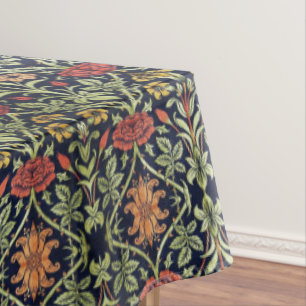Toalha De Mesa William Morris Flores Folhagem Verde Amarelo Verme