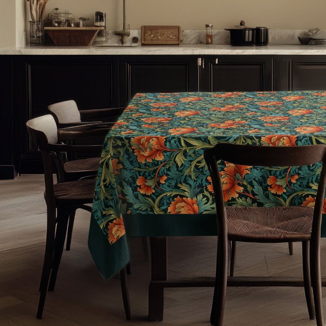 Toalha De Mesa William Morris Nouveau terracotta pastel Blue sage (William Morris Nouveau terracotta pastel blue sage Tablecloth)