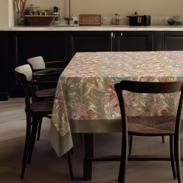 Toalha De Mesa William Morris Pimpernel pastel Sage verde rosa (William Morris Pimpernel pastel pink green sage Tablecloth)