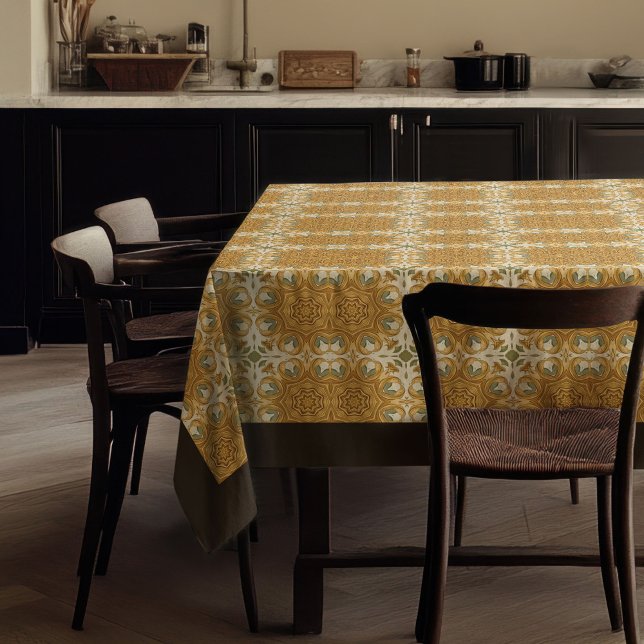 Toalha De Mesa William Morris Pimpernel Patternel - Sage laranja  (William Morris Pimpernel Pattern orange brown sage Tablecloth)