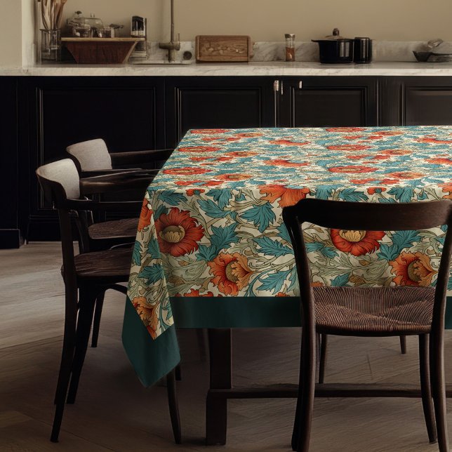 Toalha De Mesa William Morris Pimpernel terracotta pastel azul (William Morris Pimpernel terracotta pastel blue Tablecloth)