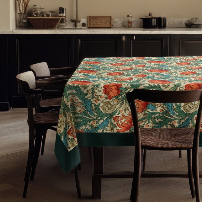 Toalha De Mesa William Morris Pimpernel terracotta pastel verde (William Morris Pimpernel terracotta pastel green Tablecloth)