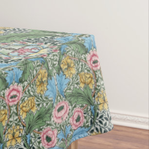 Toalha De Mesa William Morris Vintage Flores Florais Amarelo Azul