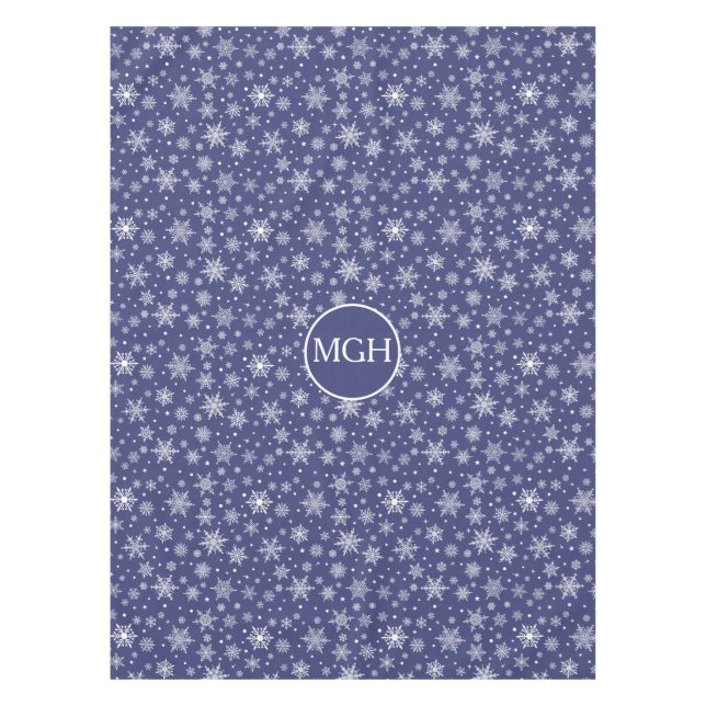 Toalha De Mesa Winter Snowflake Monogram Tablecloth (Frente)