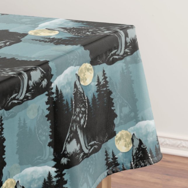 Toalha De Mesa Wolf Howling Na Moon Pattern Design (Criador carregado)