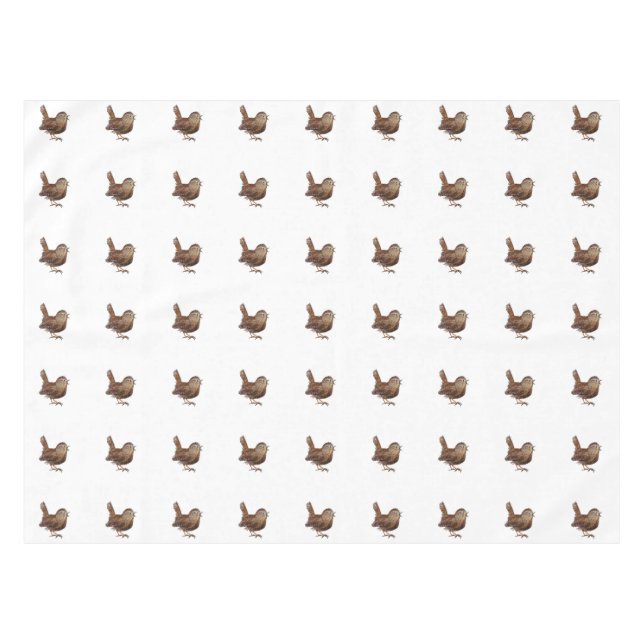 Toalha De Mesa Wren Bird cantando em voz alta e linda música (Frente (Horizontal))