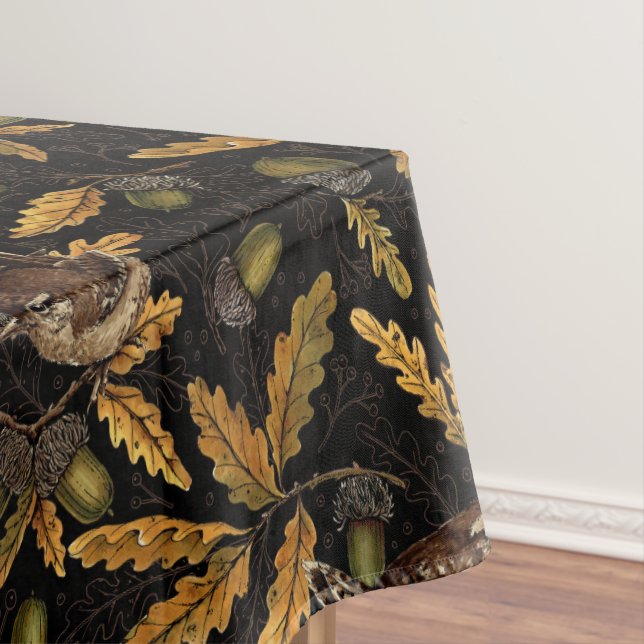 Toalha De Mesa Wrens e bolotas de preto (Posição Original)