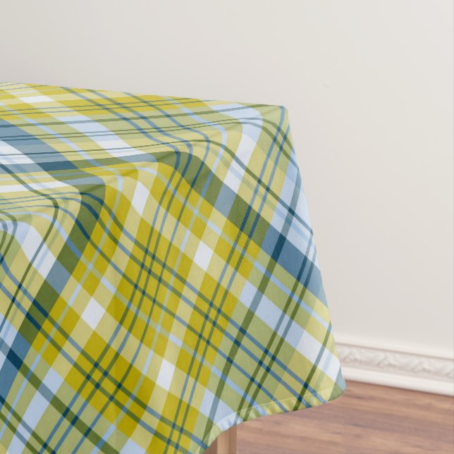 Toalha De Mesa Xadrez Amarelo E Azul (Posição Original)