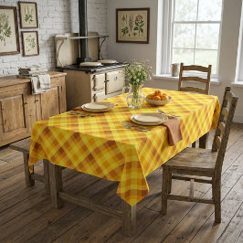 Toalha de Mesa Xadrez Amarelo Ovo de Tamanho Médio