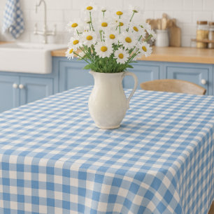 Toalha De Mesa Xadrez azul e branco estilo fazenda