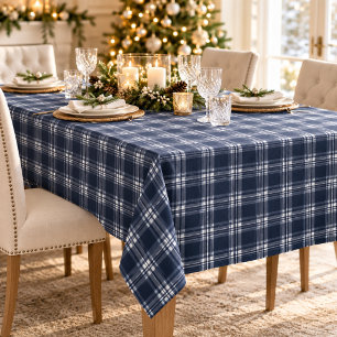 Toalha De Mesa Xadrez Azul Marinho Tartã