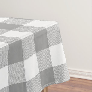 Toalha De Mesa Xadrez Búfalo Cinza Fazenda Rústica