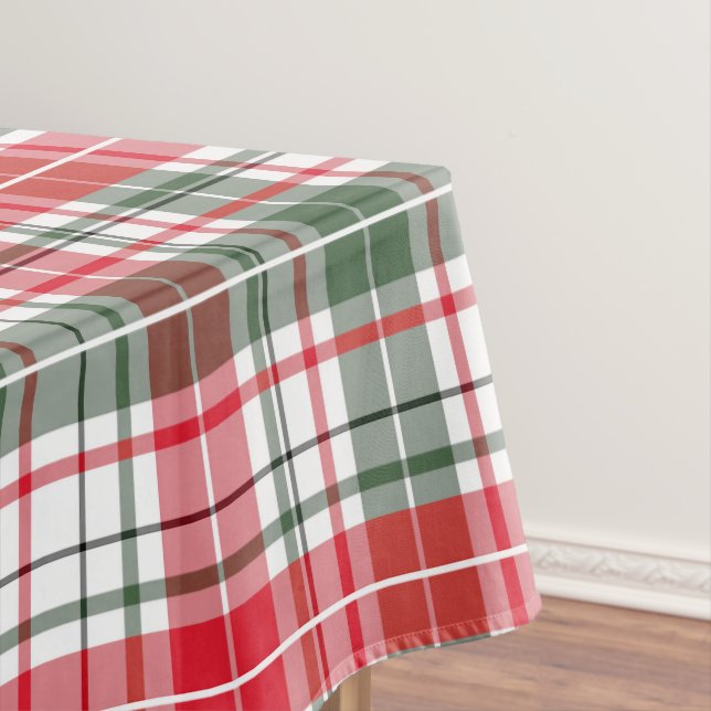 Toalha De Mesa Xadrez Clássico de Inverno Vermelho Xadrez Rústico (Posição Original)