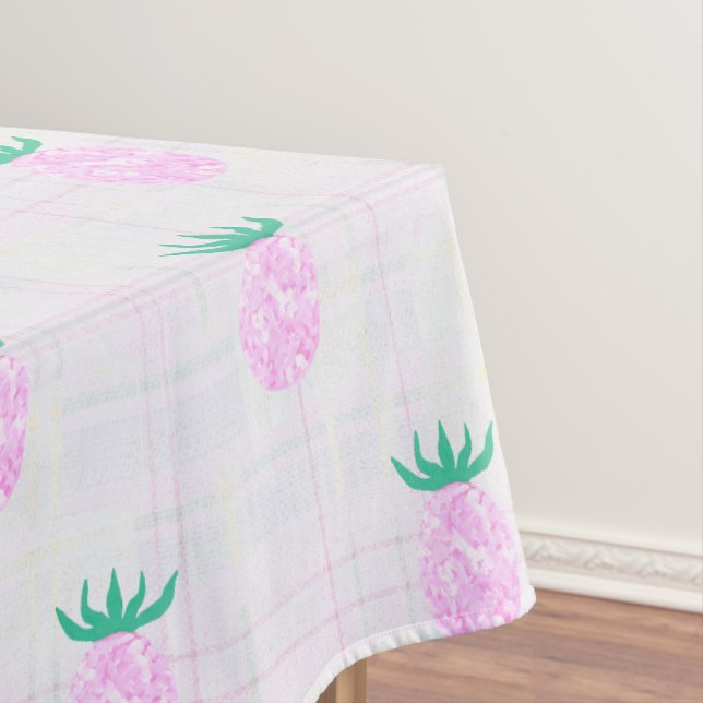Toalha de Mesa Xadrez com Abacaxi Rosa de Casa de  (Posição Original)