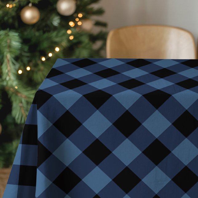 Toalha De Mesa Xadrez de Búfalo Russo Negro e Azul (Criador carregado)