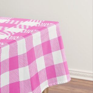 Toalha De Mesa Xadrez de Gingham Rosa e Branco