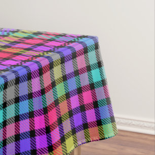 Toalha De Mesa Xadrez de Madras Brilhante Arco-íris