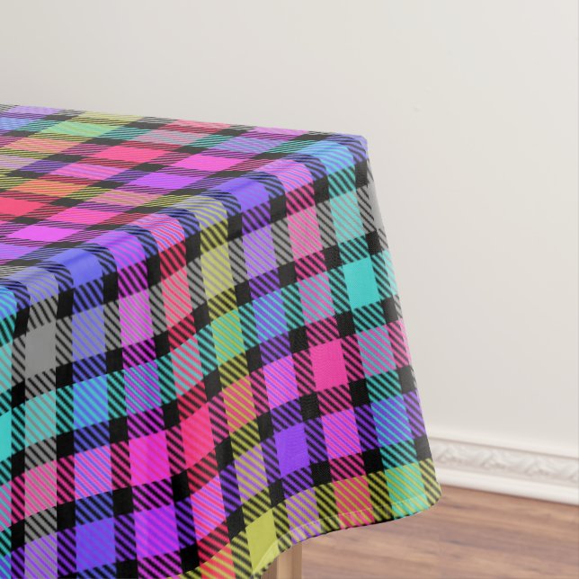Toalha De Mesa Xadrez de Madras Brilhante Arco-íris (Posição Original)