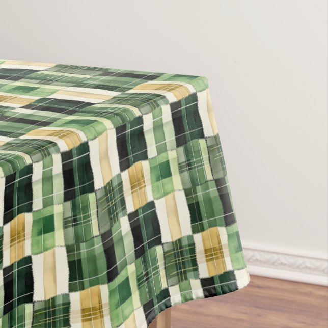 Toalha De Mesa Xadrez de Remendo Esmeralda (Posição Original)
