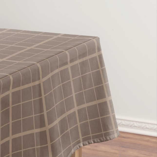 Toalha De Mesa Xadrez de Vidro com Tom de Terra Marrom (Posição Original)