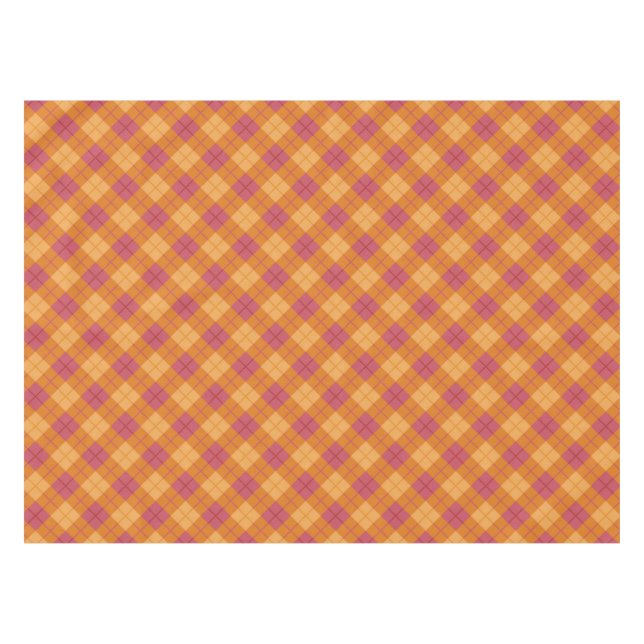 Toalha De Mesa Xadrez diagonal na laranja e no rosa (Frente (Horizontal))