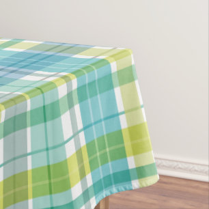 Toalha De Mesa Xadrez doce Pastel azul verde