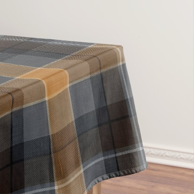 Toalha De Mesa Xadrez Escocês Âmbar Fumê Moderno  (Posição Original)