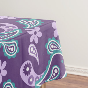 Toalha De Mesa Xadrez Escocês Roxo e Azul Shabby Chic