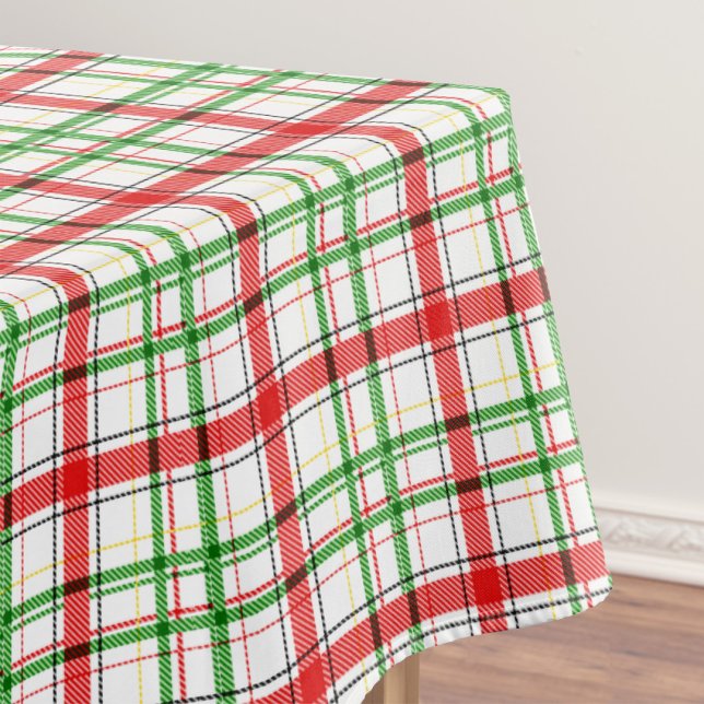 Toalha De Mesa Xadrez Flannel de Natal - Design Tartan - Branco (Criador carregado)