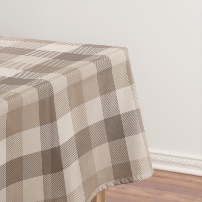 Toalha De Mesa Xadrez Gingham de Plaid em Tom de Terra Neutro  (Posição Original)