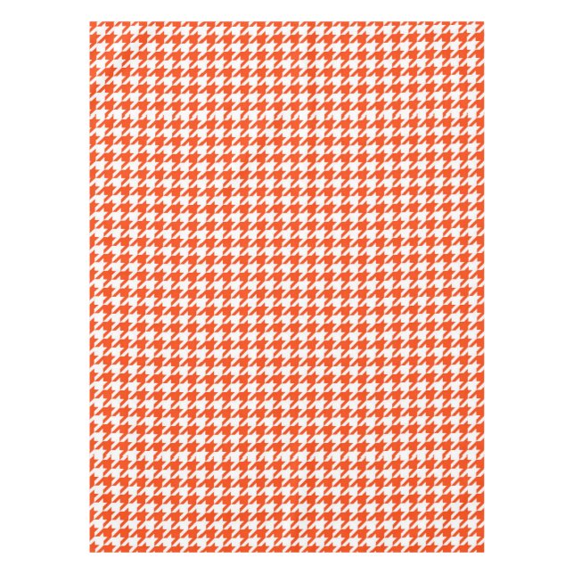 Toalha De Mesa Xadrez Houndstooth Laranja Branco (Frente)