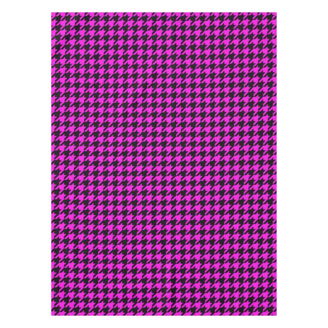 Toalha De Mesa Xadrez Houndstooth Preto Roxo (Frente)