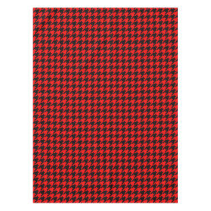 Toalha De Mesa Xadrez Houndstooth Preto Vermelho