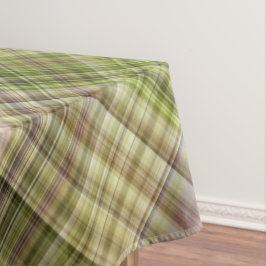 Toalha De Mesa Xadrez Marrom e Verde Musgo