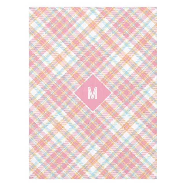 Toalha De Mesa Xadrez Monograma Personalizada / Padrão Tartan (Frente)