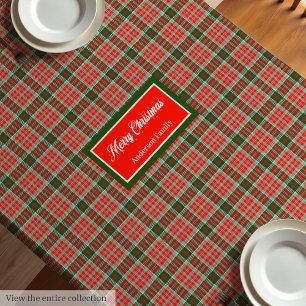Toalha de Mesa Xadrez Monograma Vermelho Verde Nat