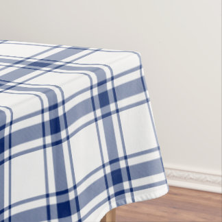Toalha De Mesa Xadrez Náutico Azul e Branco