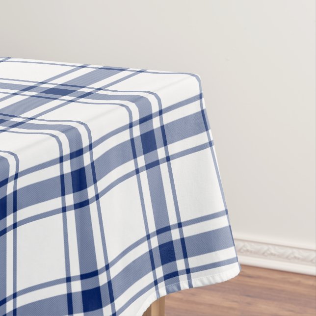 Toalha De Mesa Xadrez Náutico Azul e Branco (Posição Original)
