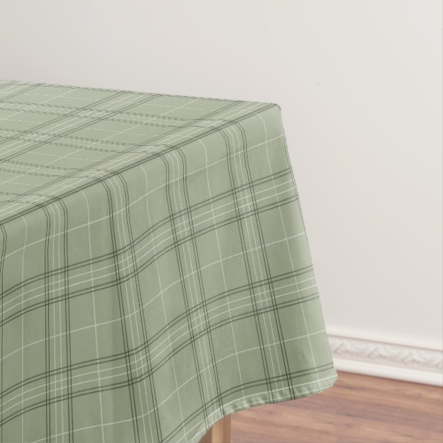 Toalha De Mesa Xadrez Pine Deer - tartan verde-sage. (Posição Original)