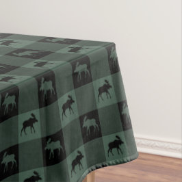 Toalha De Mesa Xadrez preta verde dos alces