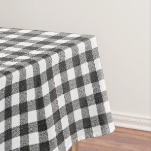Toalha De Mesa Xadrez Preto e Branco Rústico Quadriculado