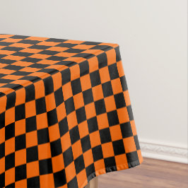 Toalha De Mesa Xadrez Preto e Laranja de Halloween