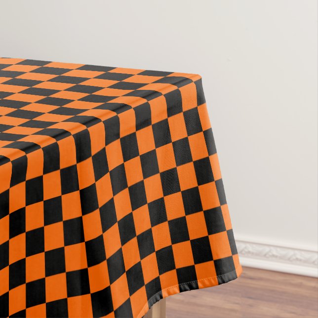 Toalha De Mesa Xadrez Preto e Laranja de Halloween (Posição Original)