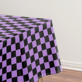 Toalha De Mesa Xadrez Preto e Lavanda Roxo
