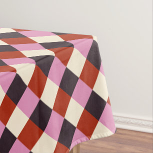 Toalha De Mesa Xadrez Retro de Fogueira Rosa Vermelha