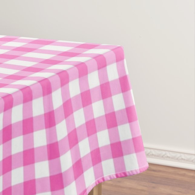 Toalha De Mesa Xadrez Rosa e Branco (Posição Original)