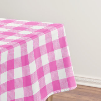 Toalha De Mesa Xadrez Russo de Farmhouse Rosa e Gingham Branco
