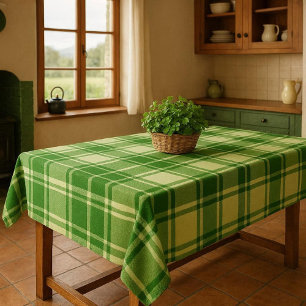 Toalha De Mesa Xadrez Verde e Branco Irlandês