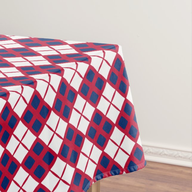 Toalha de Mesa Xadrez Vermelho, Branco e Azul (Posição Original)
