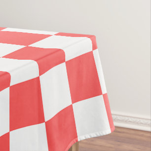 Toalha De Mesa Xadrez vermelho coral clássico
